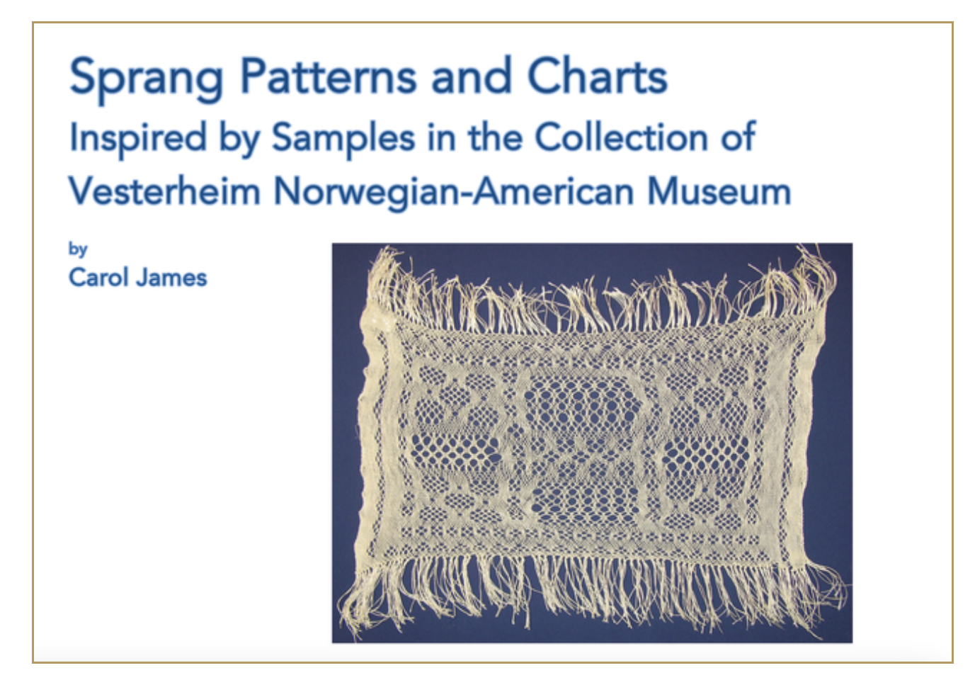 Sprang Patterns and Charts from Vesterheim