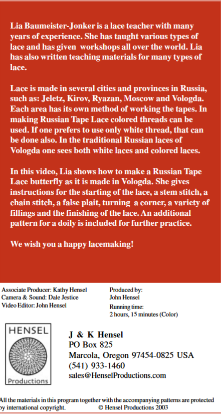 Russian Tape Lace with Lia Baumeister-Jonker