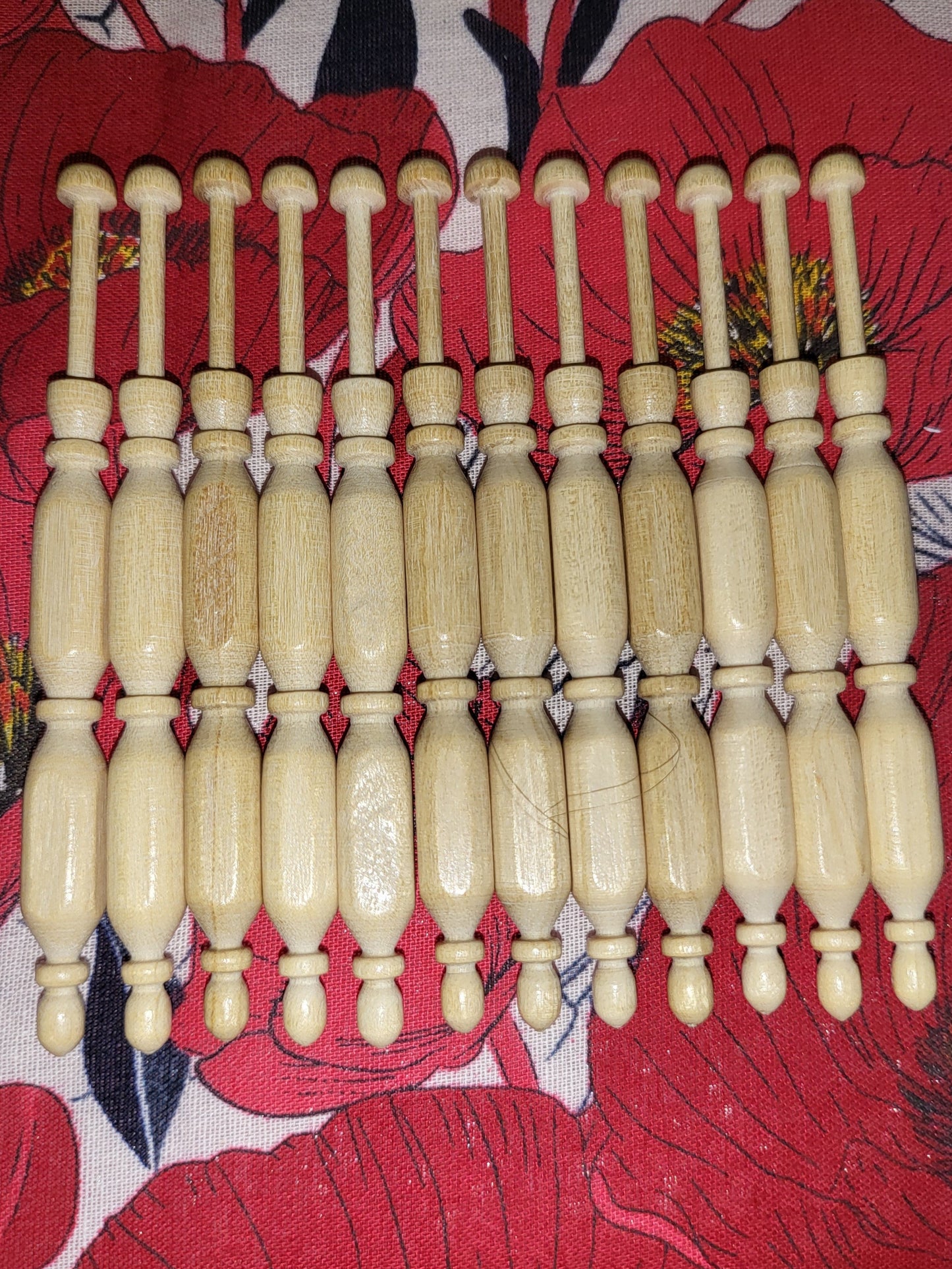 Fancy Fine Square Bobbin - pack of 12, hardwood
