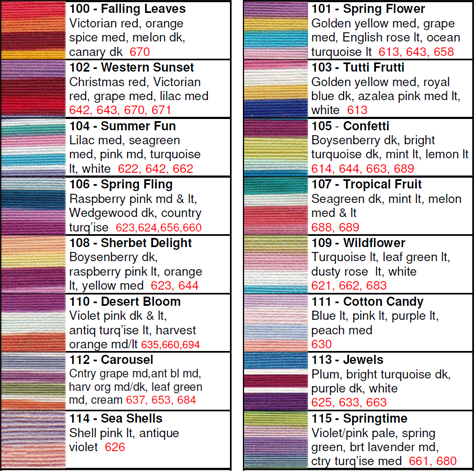 Lizbeth Thread by Color 100 to 115