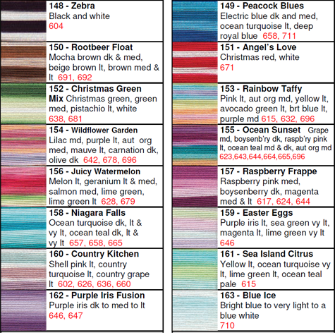 Lizbeth Thread by Color 148 to 163
