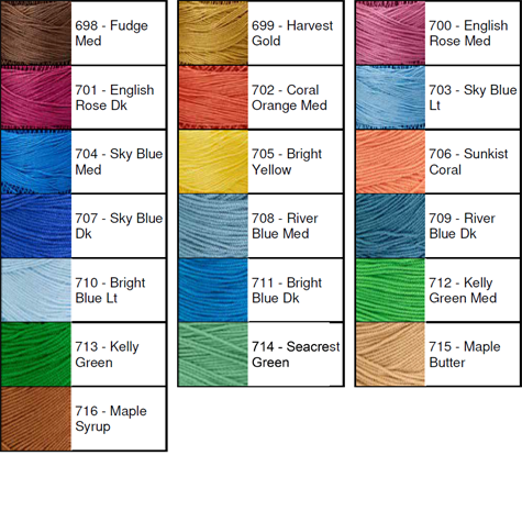 Lizbeth Thread by Color 698 to 716