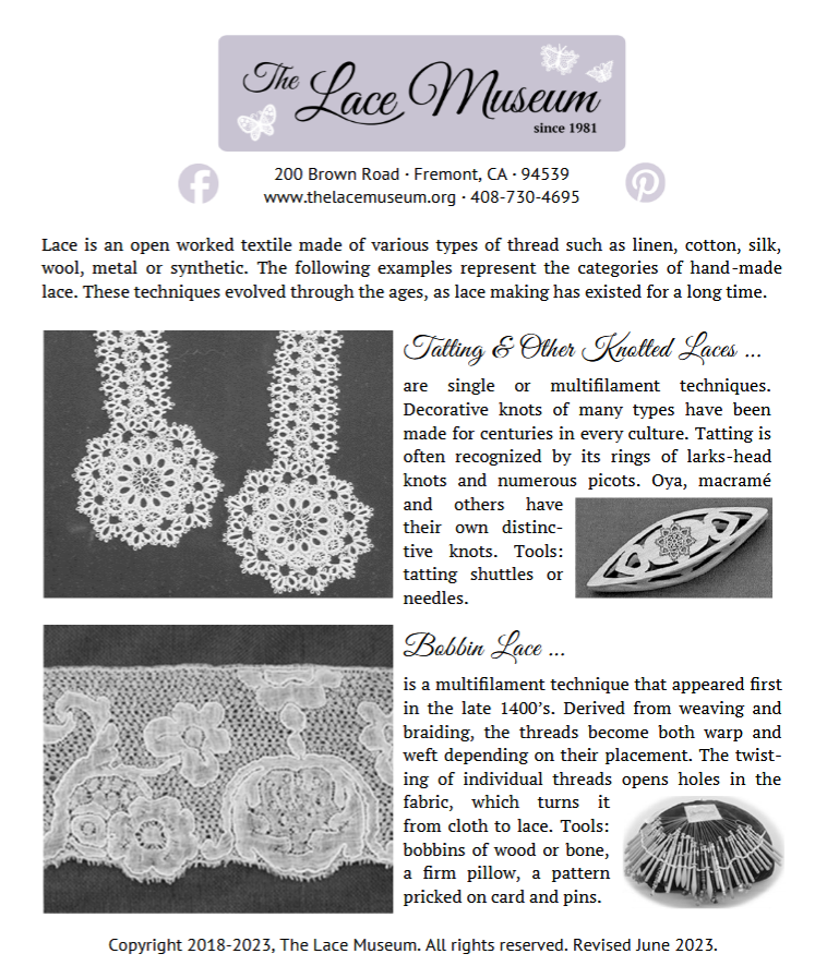 TLM Lace Types Pamphlet
