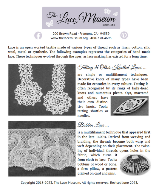 TLM Lace Types Pamphlet