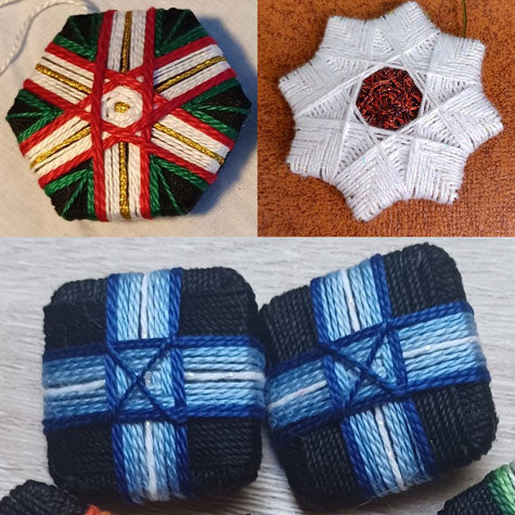 Samples of  Thread-Wrapped Christmas Buttons